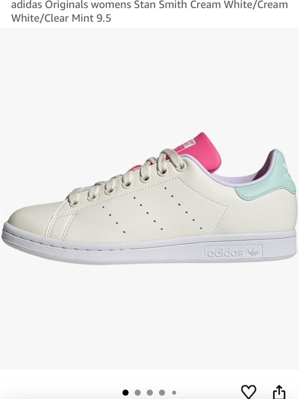 adidas Stan Smith Cream White with Pink & Mint Accents - Picture 2 of 7